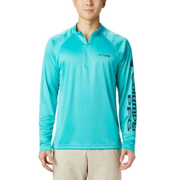 Columbia PFG Terminal Tackle 1/4 Zip Big, Pullover Turquesa Claro Azul Marino Para Hombre | 617249-E